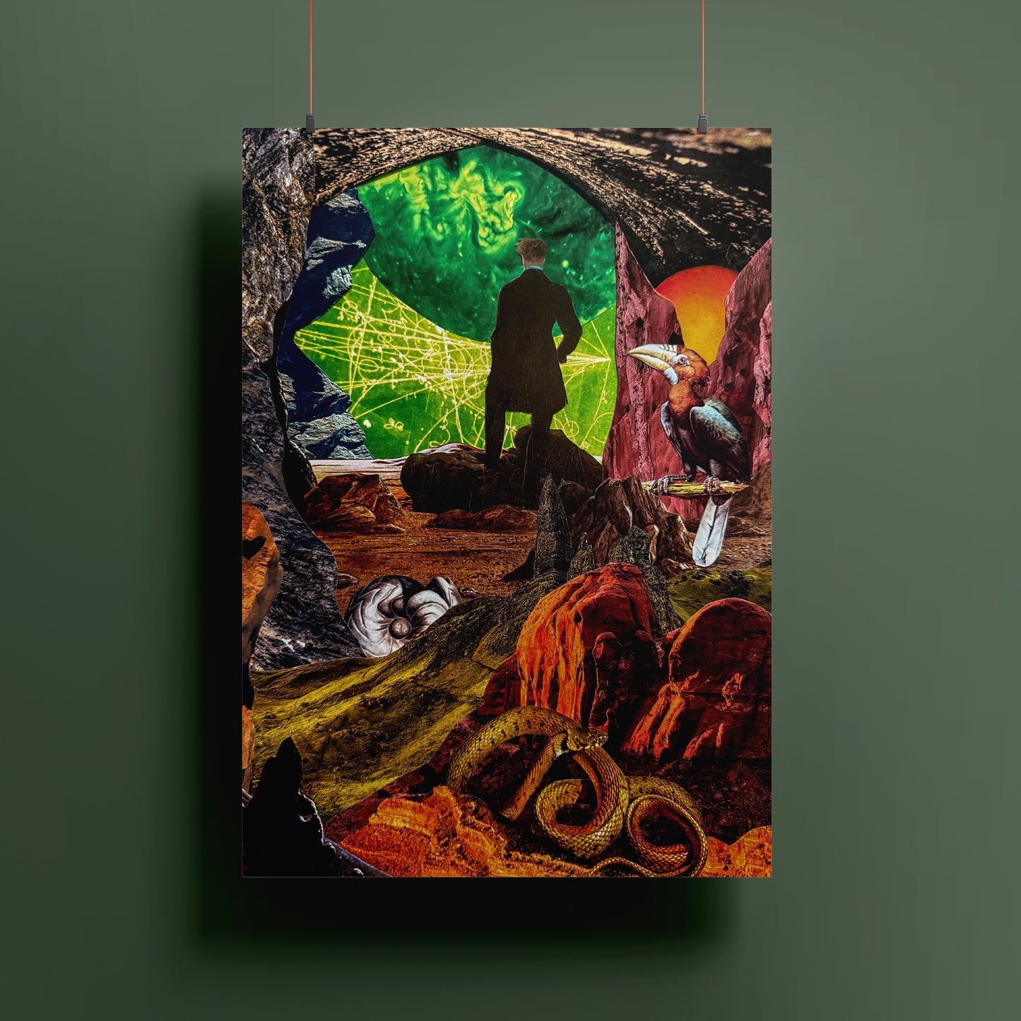 Beneath the Omen Sky- Surreal Collage Print