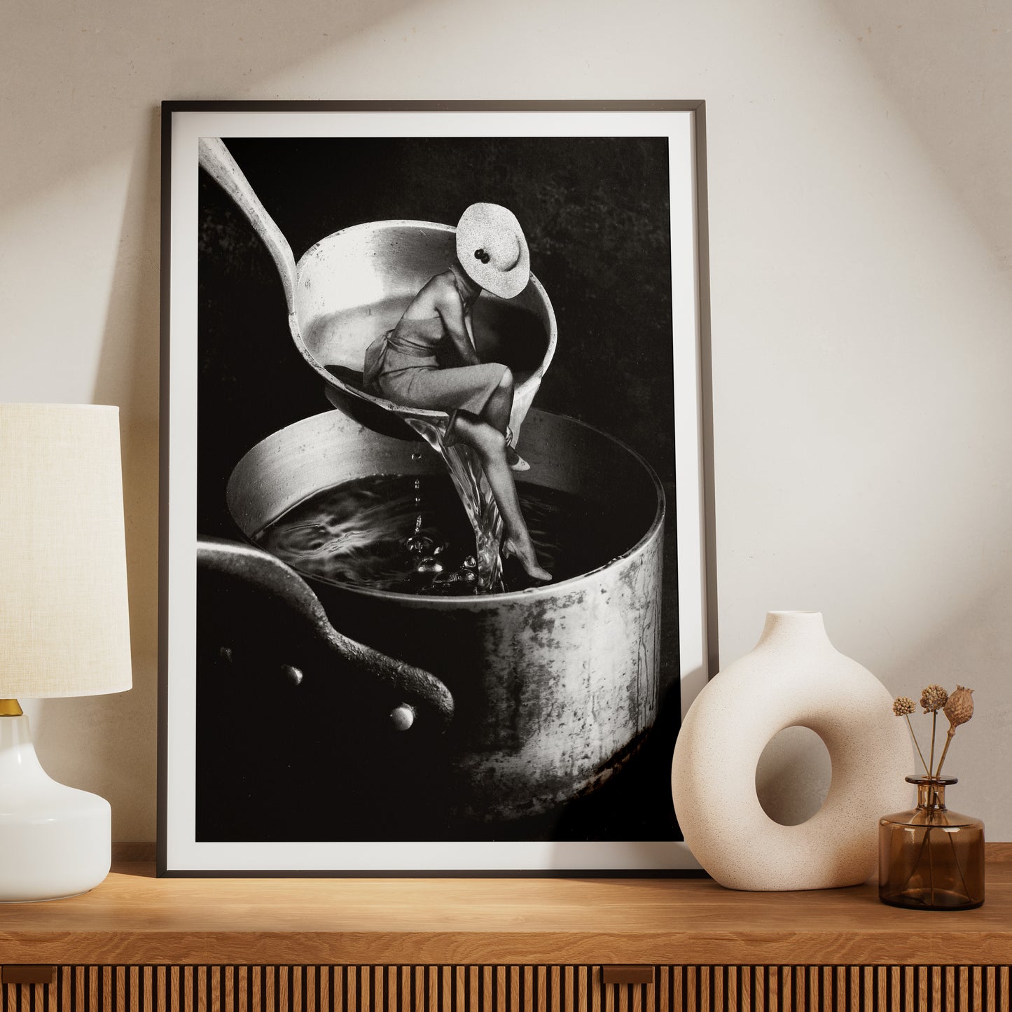 Lady in the Ladle - Surreal Collage Print