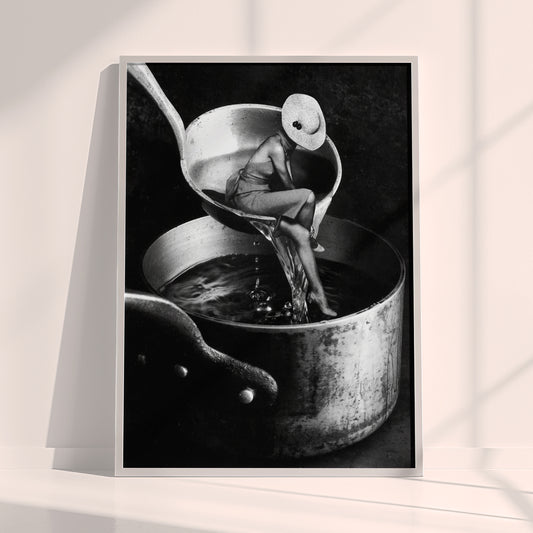 Lady in the Ladle - Surreal Collage Print