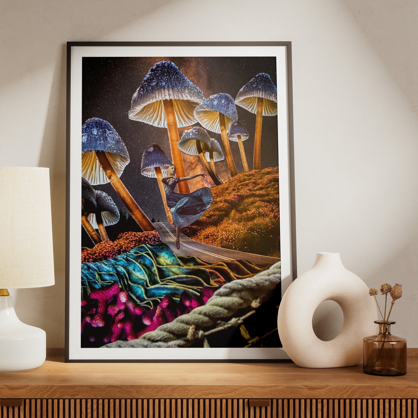 Mushroom Ballet - Surreal Collage Print