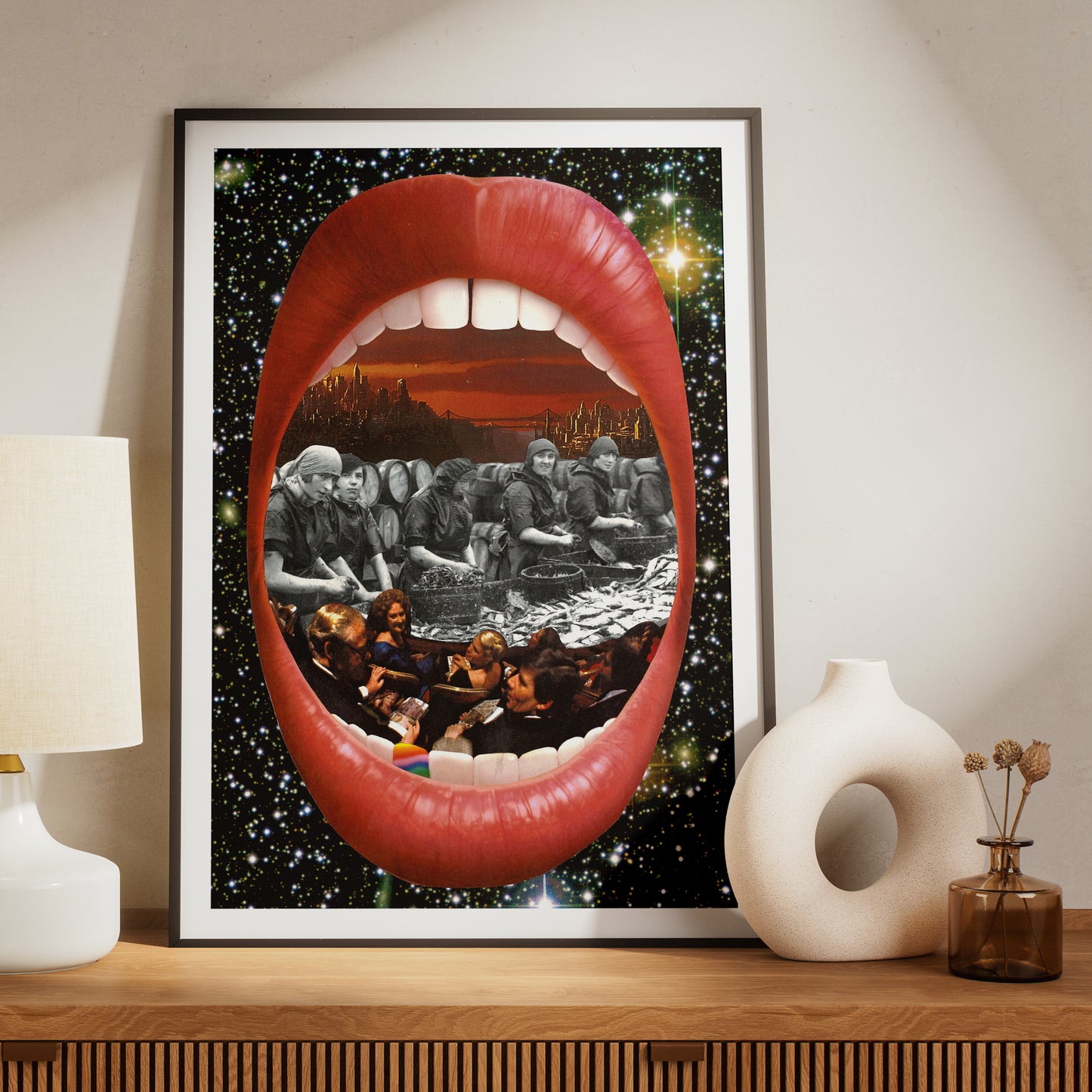 Theatre of Consumption – Surreal Collage Print