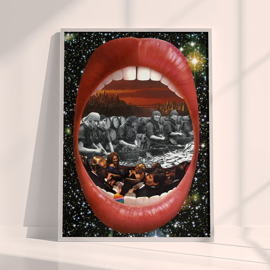 Theatre of Consumption – Surreal Collage Print
