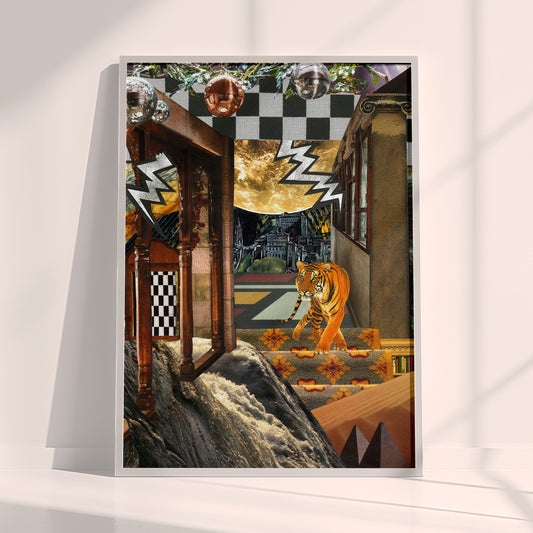 Tiger Travels - Surreal Collage Print